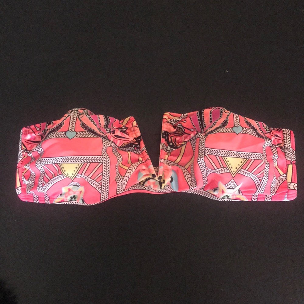 Mara Hoffman Pink V-cut Strapless Swim Top Size M